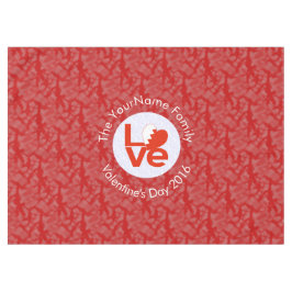 バーレーン国旗のハート赤い愛 テーブルクロス