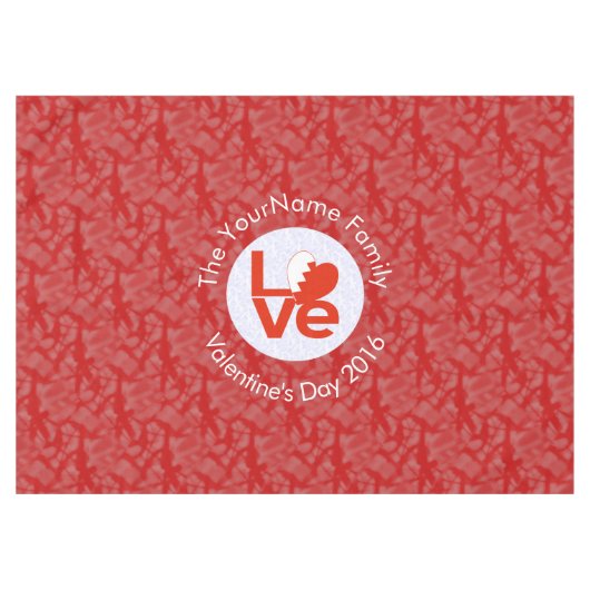 バーレーン国旗のハート赤い愛 テーブルクロス (正面(横))