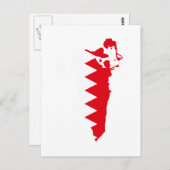 バーレーン国旗の地図 ポストカード (正面/裏面)