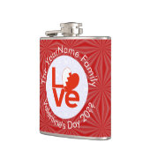 バーレーン国旗の赤文字LOVE パーソナライズされた フラスク (左)