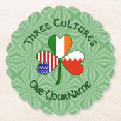 バーレーン アイルランド アメリカ シャムロック フラグ パーソナライズ ペーパーコースター (正面)