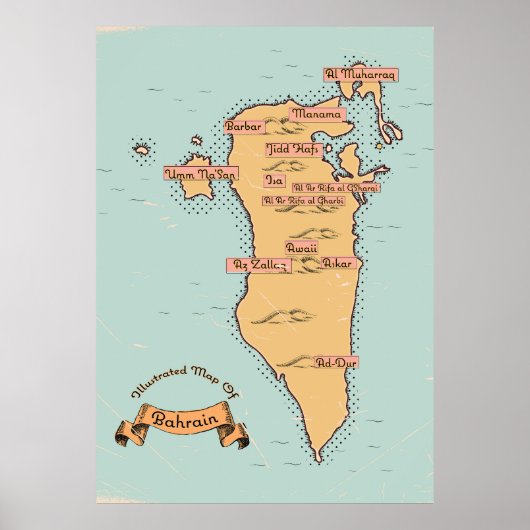 バーレーン・ヴィンテージの旅行マップ ポスター (正面)
