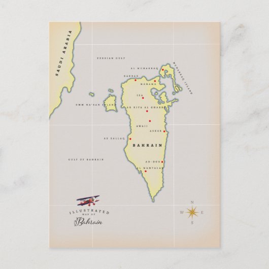 バーレ図解入りの、写真付きのンの地図 ポストカード (正面)