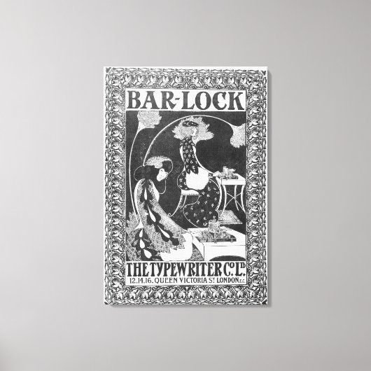 バーロックタイプライターの広告, c.1895 キャンバスプリント (正面)