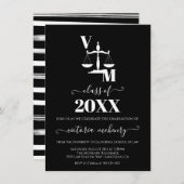 バーロースクール白黒合格 招待状 (正面/裏面)