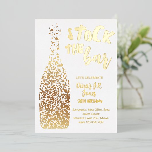 バーワイン大人の誕生日の招待状を保管する 箔招待状 (立ち正面)