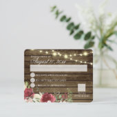 バーンの木とストリングライト バーガンディ フローラル RSVP I 招待状 (スタンド正面)