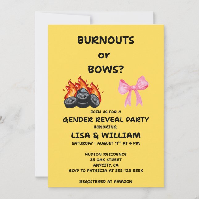 バーンアウトかリボンか性別お披露目パーティー招待状 (正面)