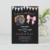 バーンアウトまたはボーイング女の子または男の子のジェンダーを明らかにするパーティー 招待状 (スタンド正面)