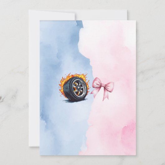 バーンアウトまたはボーズピンクブルージェンダーがパーティーを表示 招待状 (裏面)