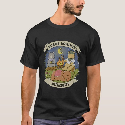 バーンアウトキャンプファイヤーに対するクマ Tシャツ (正面)