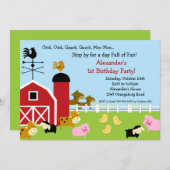 バーンアニマルおもしろい誕生パーティー 招待状 (正面/裏面)