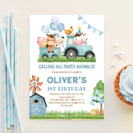 バーンアニマルズ,納屋周囲の庭,ランチボーイズ1st誕生日 招待状