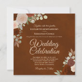 バーンアンバエレガントースト&コーラルバラズ結婚 招待状 (正面)