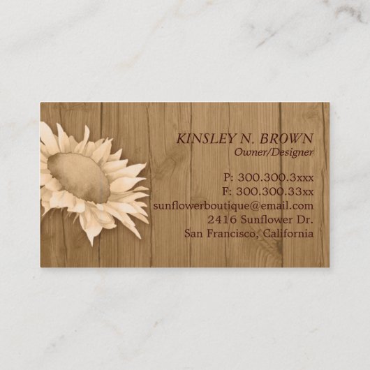 バーンウエレガントィードヒマワリファッション 名刺 (裏面)