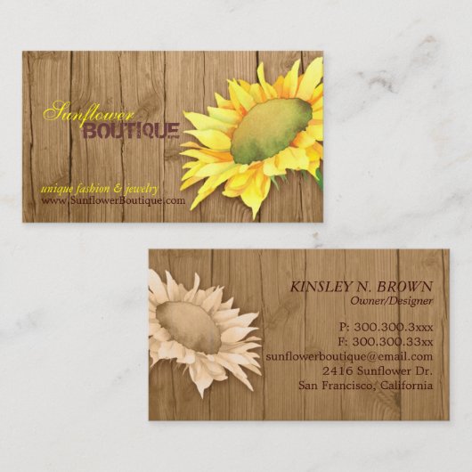 バーンウエレガントィードヒマワリファッション 名刺 (正面/裏面)