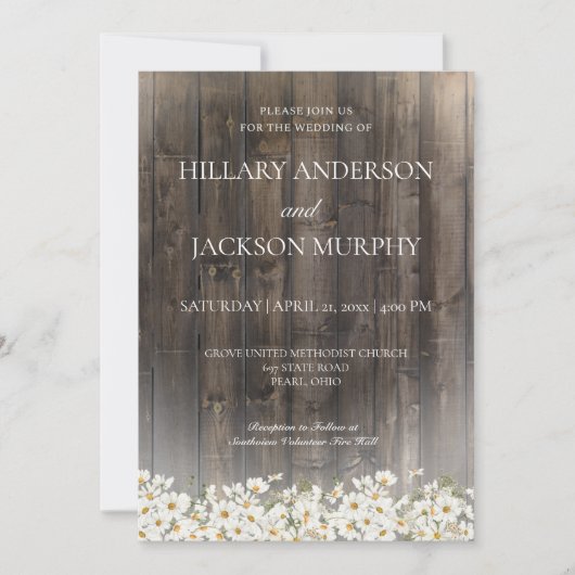 バーンウッドとデイジー結婚式招待状 招待状 (正面)