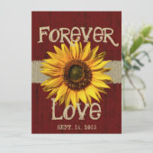 バーンウッドとバーラップひまわり結婚の花 招待状 (スタンド正面)