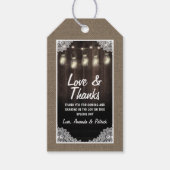 バーンウッドとレースメイソン結婚ジャーありがとう ギフトタグ (正面)