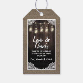 バーンウッドとレースメイソン結婚ジャーありがとう ギフトタグ