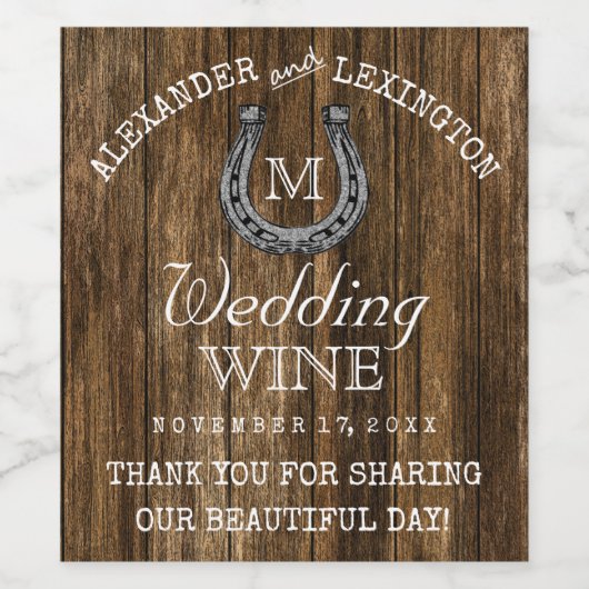 バーンウッドと馬蹄地方素朴の結婚式 ワインラベル (シングルラベル)