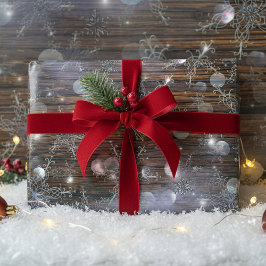 バーンウッドに輝く冬の銀の雪 ラッピングペーパーシート