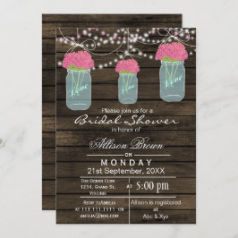 バーンウッドのブルーメイソンジャール素朴なブライダルシャワー 招待状