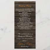 バーンウッドのメイソンの瓶、オレンジ色の花プログラム プログラム (裏面)