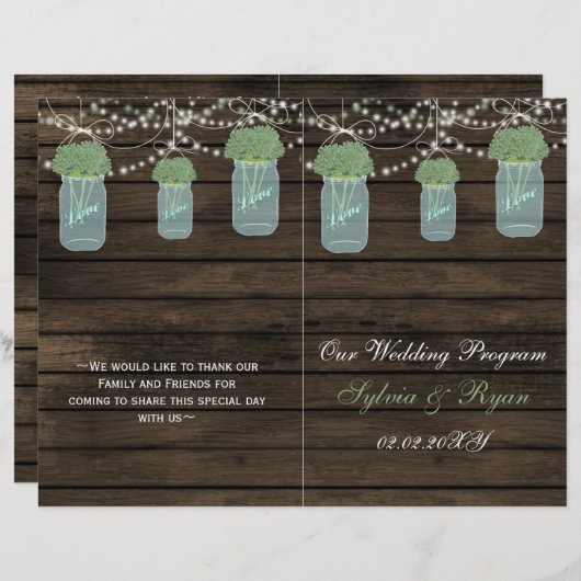 バーンウッドのメイソンの瓶、セージの花プログラムを折った (正面/裏面)