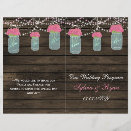 バーンウッドのメイソンの瓶、ピンクの花のプログラムを折った