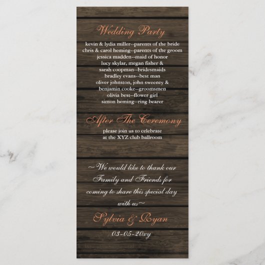 バーンウッドの石工の瓶、サンゴの花プログラム プログラム (裏面)