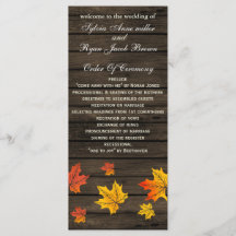 バーンウッドの素朴な秋の結婚式プログラム茶の長さ