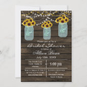 バーンウッドひまわりメイソンの瓶ラスティックブライダルシャワー 招待状 (正面)