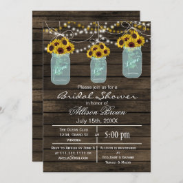 バーンウッドひまわりメイソンの瓶ラスティックブライダルシャワー 招待状