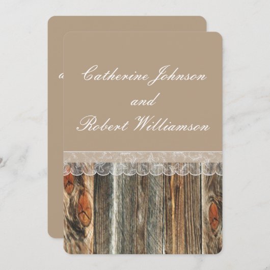 バーンウッドアンドレースカントリーウェディングカスタムテンプレート 招待状 (正面/裏面)