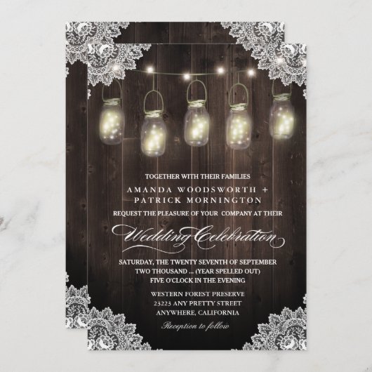 バーンウッドアンドレースメイソンジャー結婚式招待状 招待状 (正面/裏面)