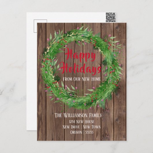 バーンウッドウィンターグリーンリーニューホームハッピーホリデー ポストカード (正面/裏面)