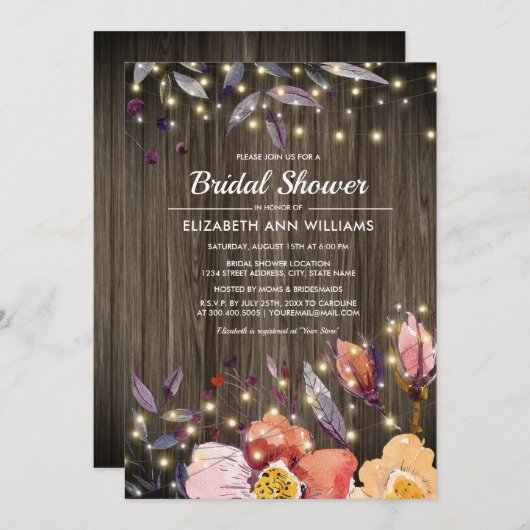 バーンウッドオータムフラワーズブライダルシャワー 招待状 (正面/裏面)