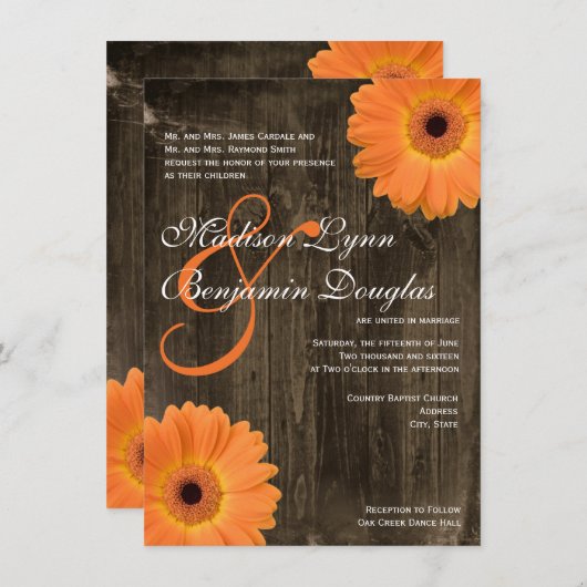 バーンウッドオ素朴レンジデイジー結婚式招待状 招待状 (正面/裏面)