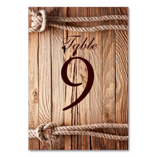 バーンウッドカウボーイブーツウェスタンカントリーウェディング テーブルナンバー (正面)