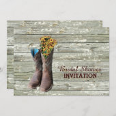 バーンウッドカウボーイブーツウエスタンブライダルシャワー 招待状 (正面/裏面)