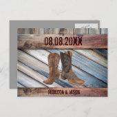 バーンウッドカウボーウェスタンウェディングデートを保存 案内ポストカード (正面/裏面)