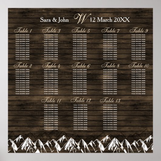 バーンウッドキャンピング素朴マウンテンシーティングプラン ポスター (正面)