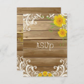 バーンウッドサンフラワーズアンドヴィンテージレースRSVP 出欠カード (正面/裏面)