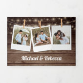 バーンウッドサンフラワーメイソンジャールストリングライト結婚ズ 三つ折り招待状 (カバー)