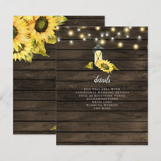 バーンウッドストリングライトサンフラワーランタン結婚ズ エンクロージャーカード (正面/裏面)