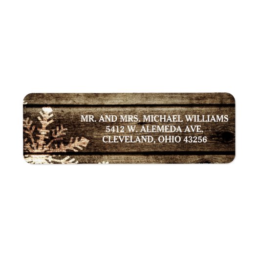 バーンウッドスノーフレーク素朴冬のウェディングラベル ラベル (正面)