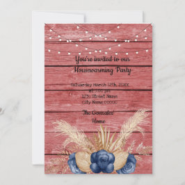 バーンウッドダスティ素朴フラワーズ引っ越し祝いパーティーパーティー 招待状