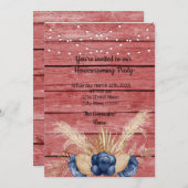 バーンウッドダスティ素朴フラワーズ引っ越し祝いパーティーパーティー 招待状 (正面/裏面)