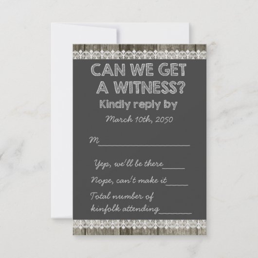 バーンウッドチャ素朴ックボードカントリーウェディングRSVP 出欠カード (正面)